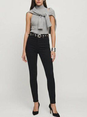 Reformation Womens High Rise Jeans Black Size 24 PO# 17860